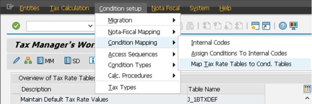 Map tax Rates to Condition tables