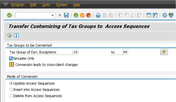 Tax Group Into Access Sequence